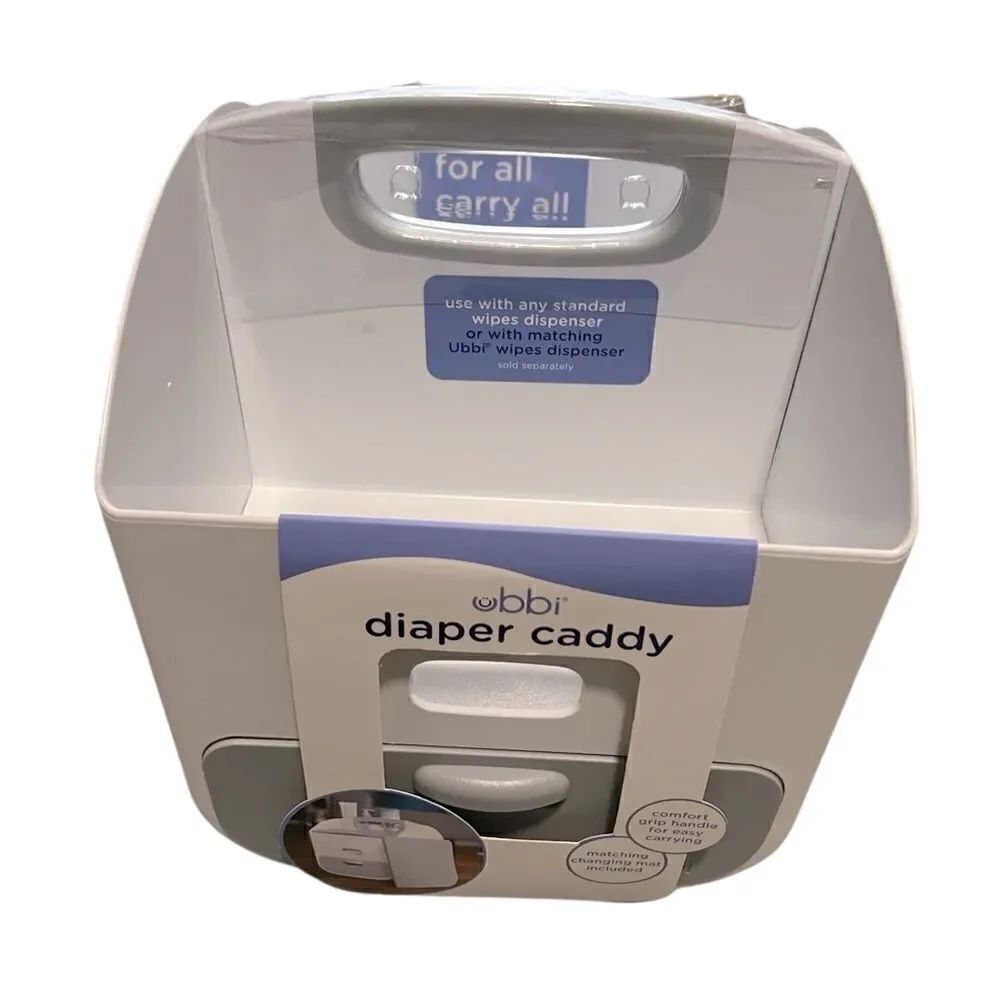 Ubbi Diaper Storage Caddy and Changing Mat, Grey, NEW